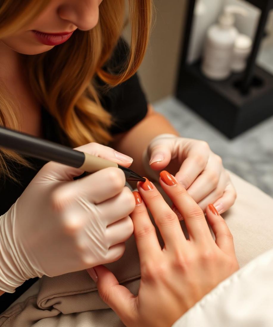 Nail designer do Ateliê Nail Design atendendo cliente em São José do Rio Preto